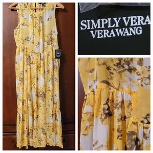 Simply Vera Wang Spring Summer Sleeveless Midi Dress Flowy Sheer Medium New